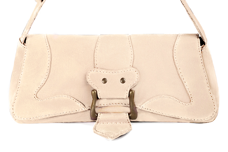 Dress small handbag in powder pink leather - Profile view